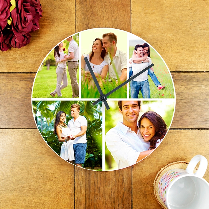 Personalisierte Uhr mit 5 Fotos