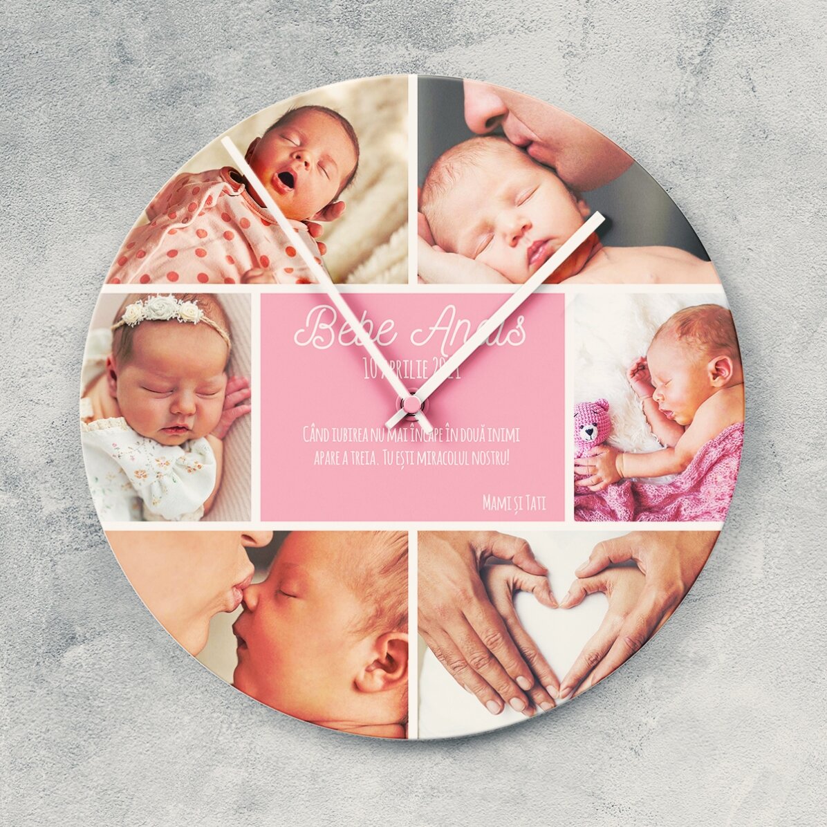 Personalisierte Uhr mit 6 Fotos und einer Botschaft – Momente