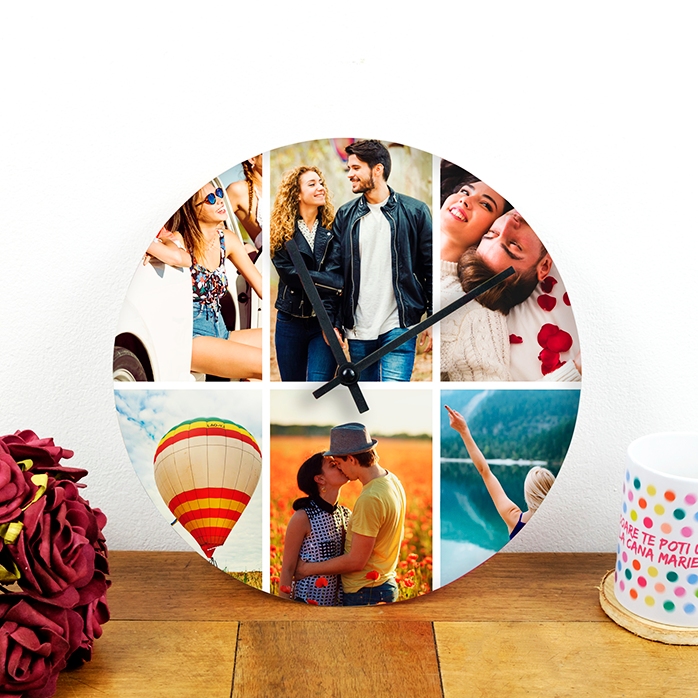 Personalisierte Uhr mit 6 Fotos