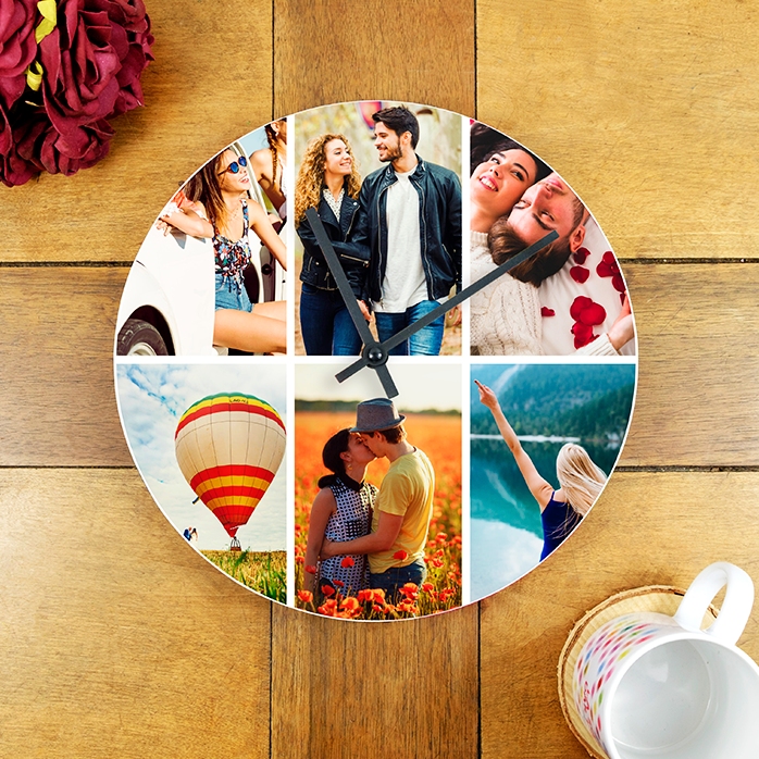 Personalisierte Uhr mit 6 Fotos