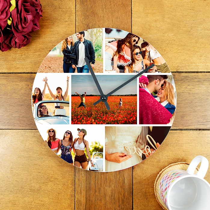 Personalisierte Uhr mit 7 Fotos