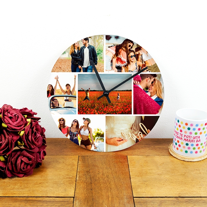 Personalisierte Uhr mit 7 Fotos
