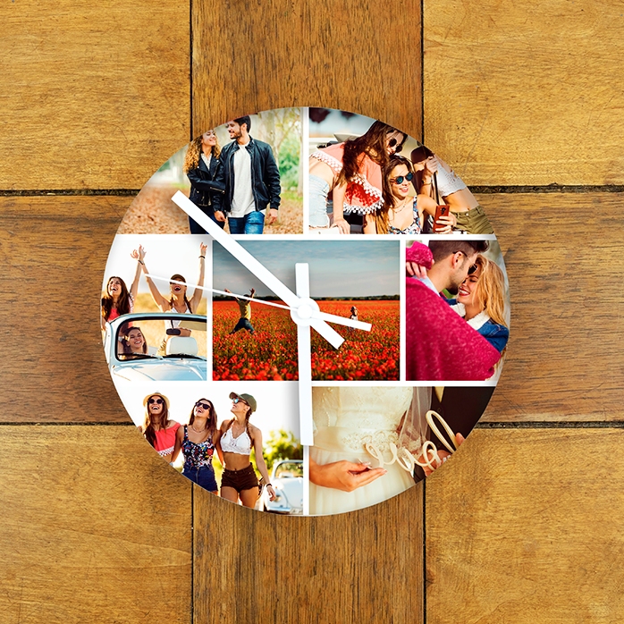 Personalisierte Uhr mit 7 Fotos