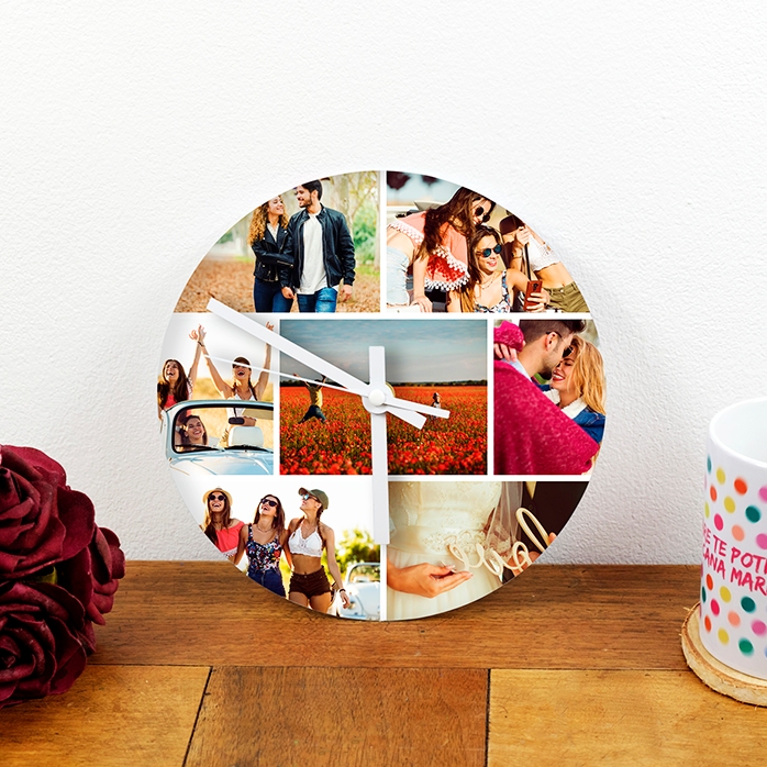Personalisierte Uhr mit 7 Fotos