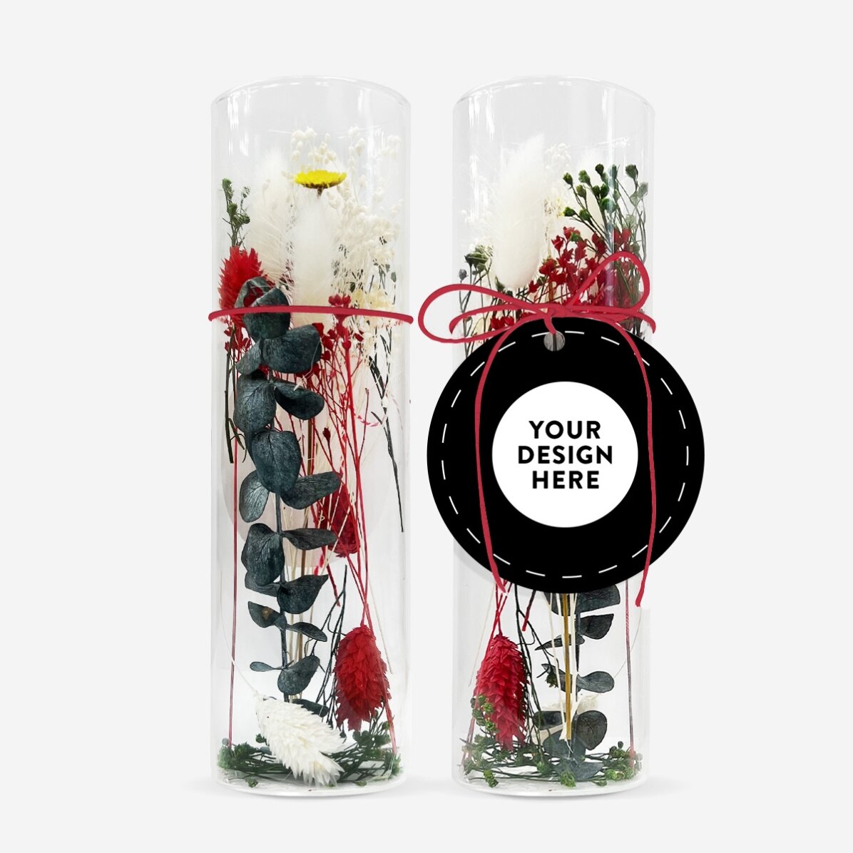Glasornament mit konservierten Blumen, individuell gestaltet mit deinem Motiv