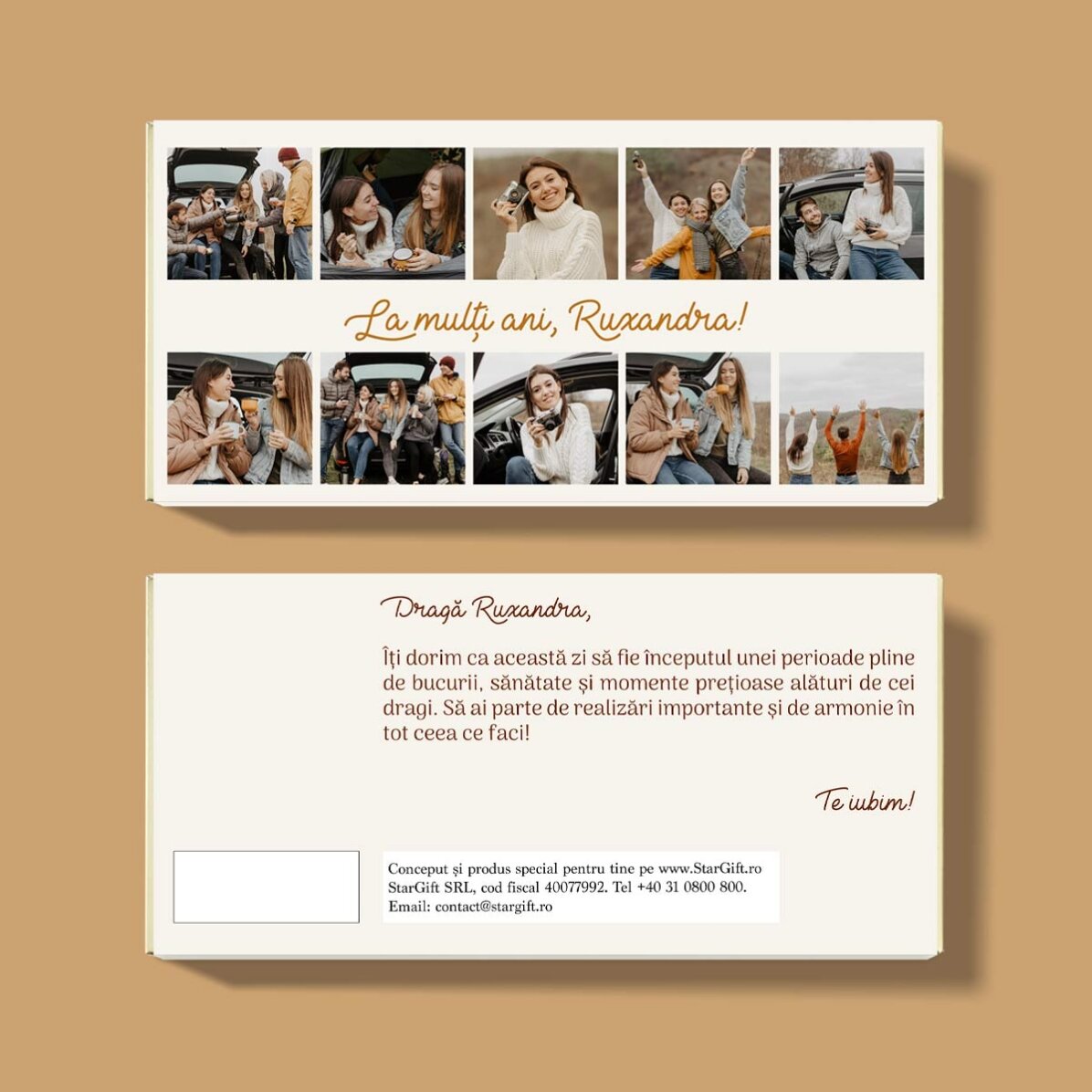 Personalised chocolate with 10 photos and message - Happy Birthday!
