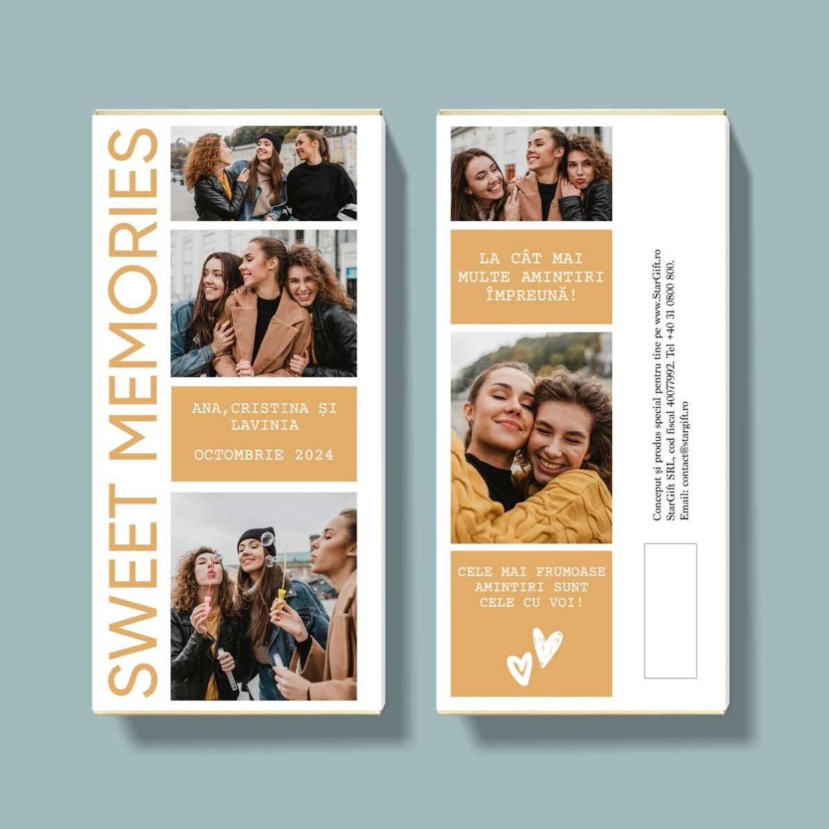 Personalisierte Schokolade mit 5 Fotos und einer Botschaft – Sweet Memories