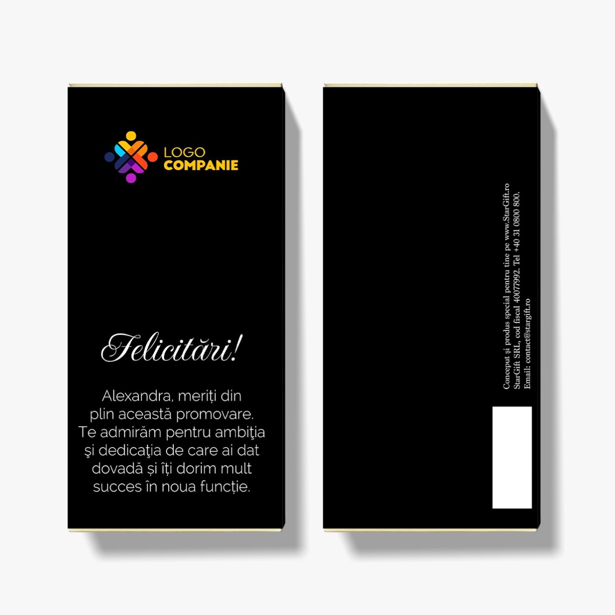 Individuell gestaltete Schokolade mit Logo und Text – Werbeaktion