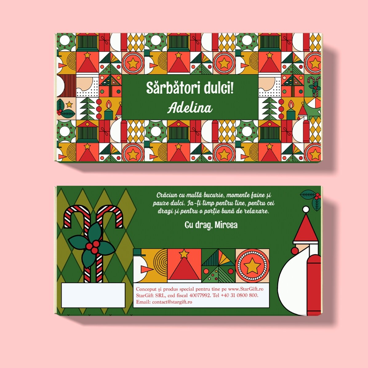 Personalisierte Schokolade mit Botschaft – Geometric Christmas