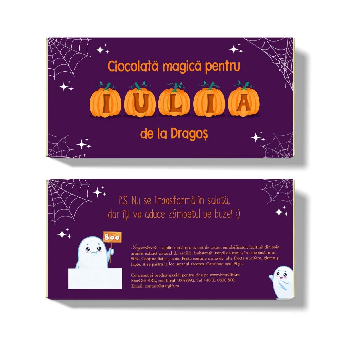 Personalised chocolate with message - Halloween magic