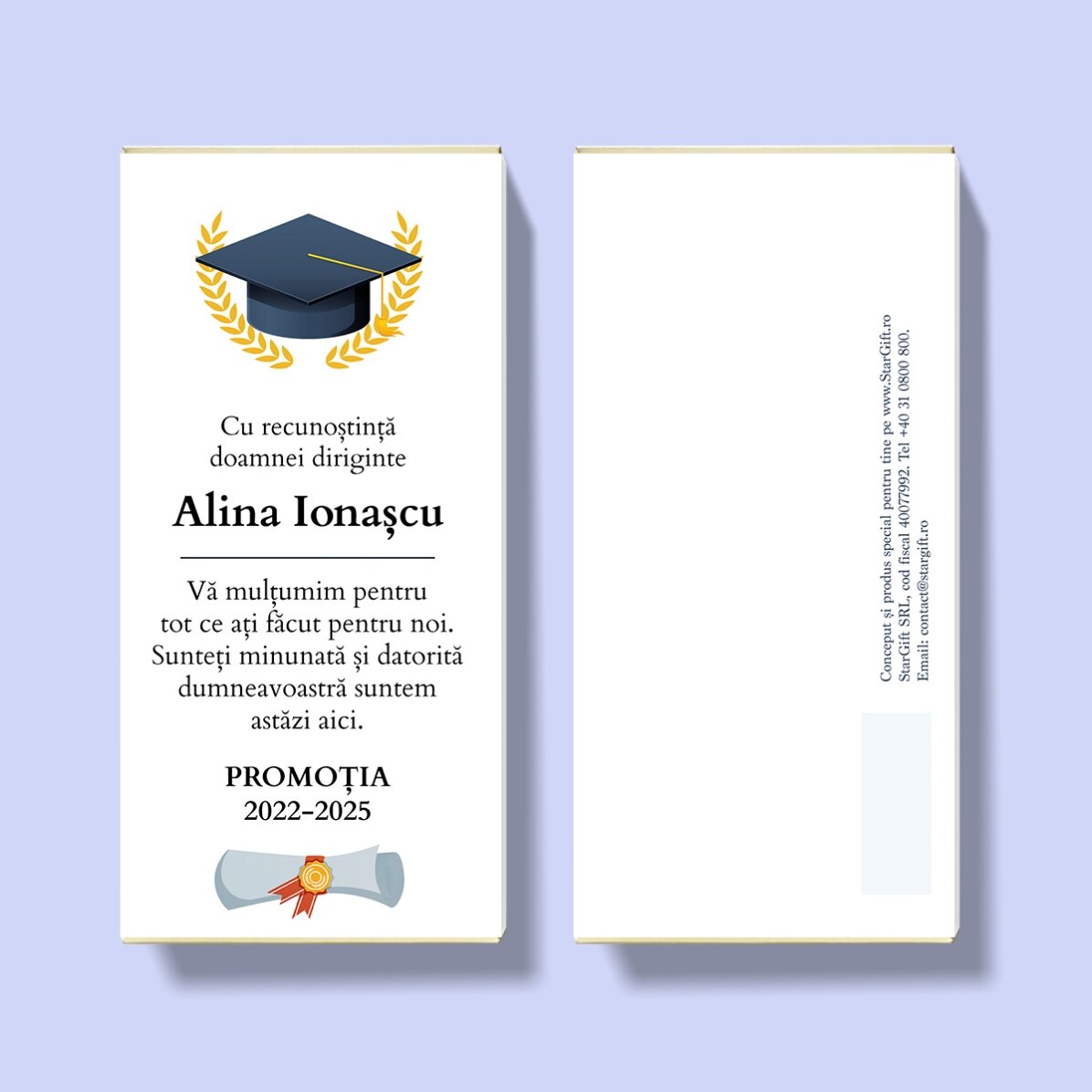 Personalised chocolate with message for teachers - Graduation