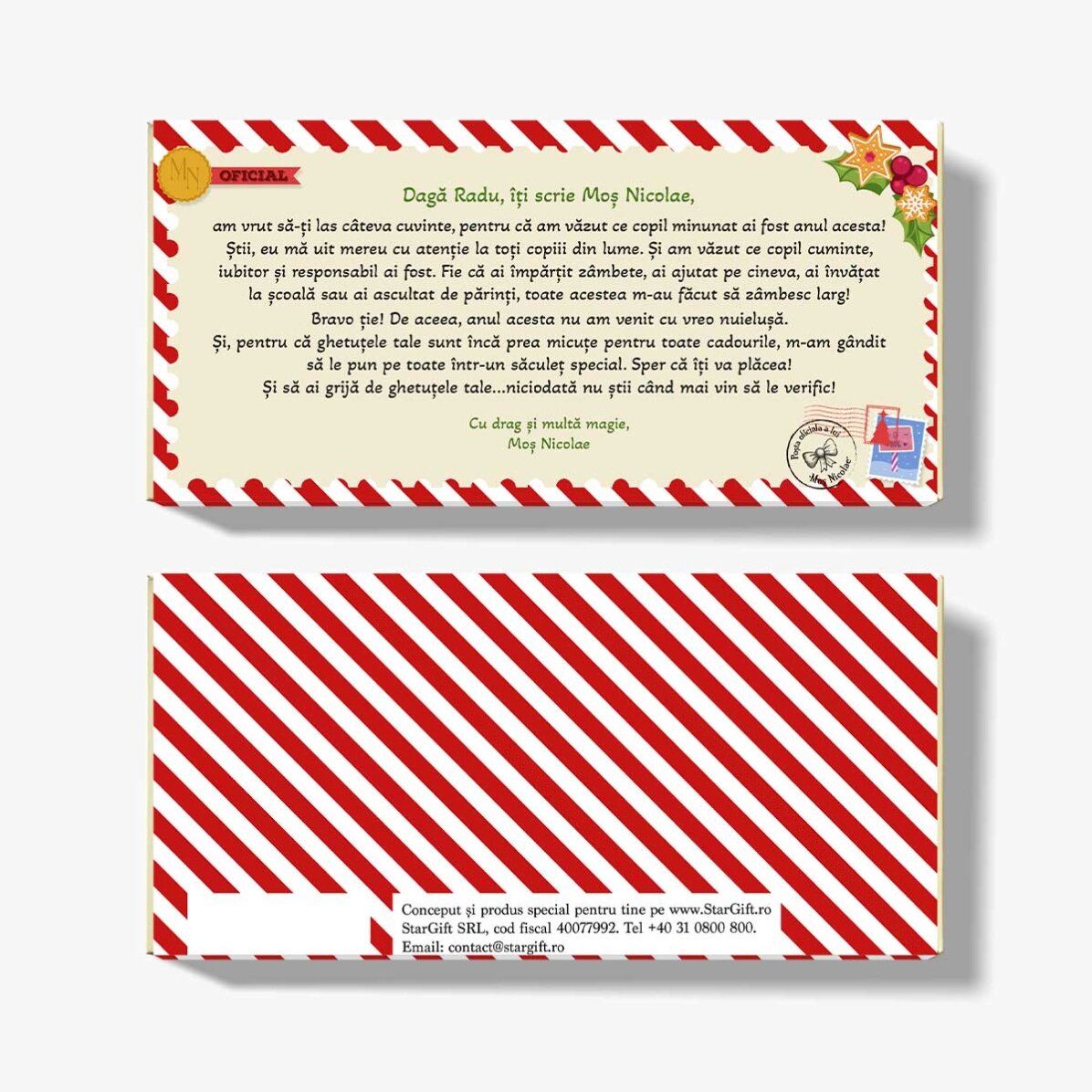 Personalised chocolate with message - Letter from Santa Claus