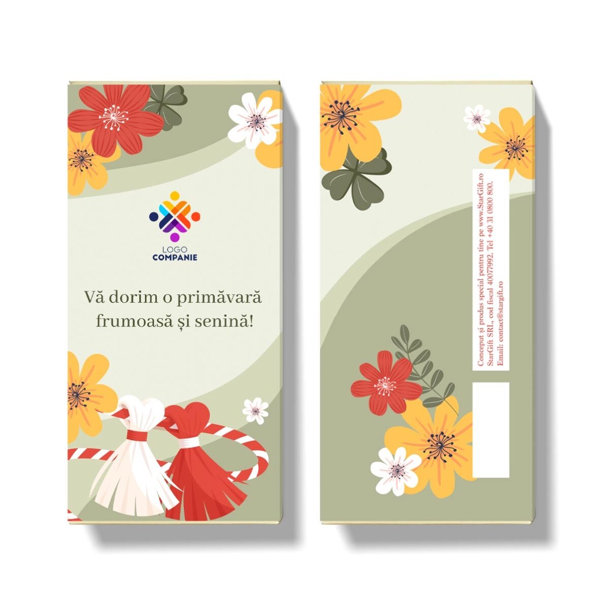 Personalisierte Schokolade mit Botschaft und Logo – Floral