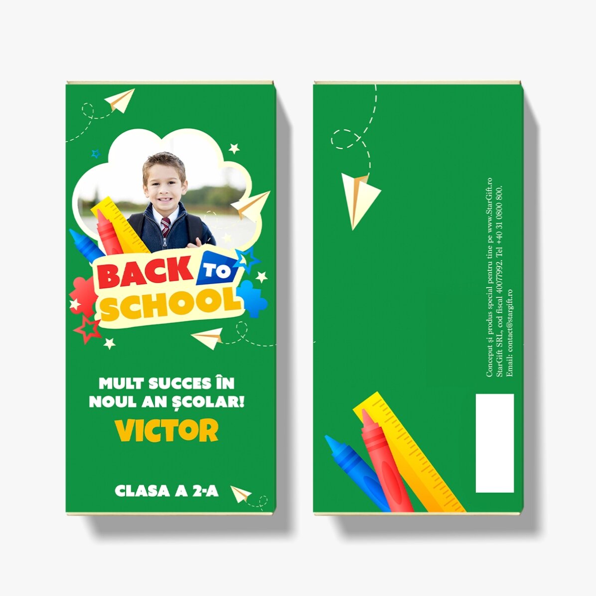 Personalisierte Schokolade mit Botschaft und Foto – Back to School