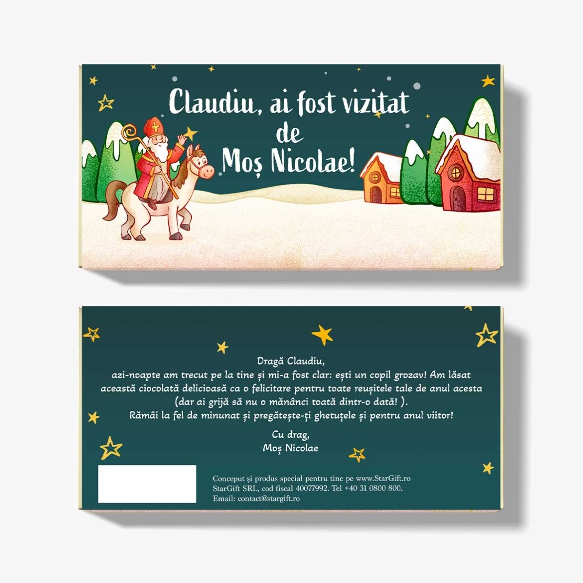 Personalised chocolate with message - Visited by Saint Nicholas