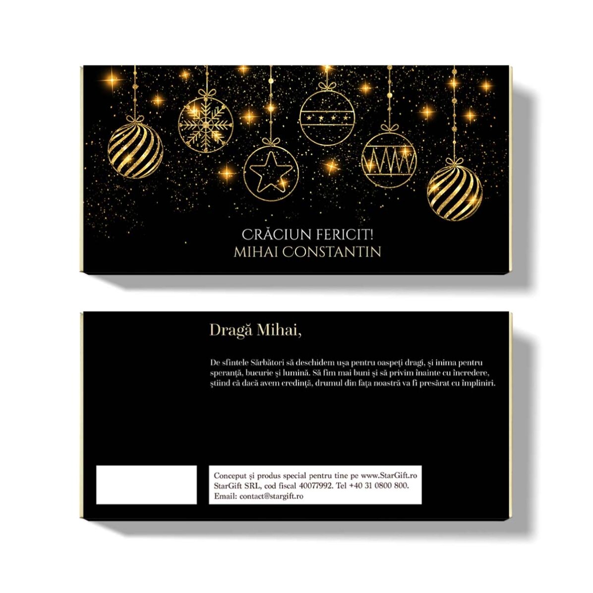 Personalisierte Schokolade mit Namen und Botschaft – Gold Christmas