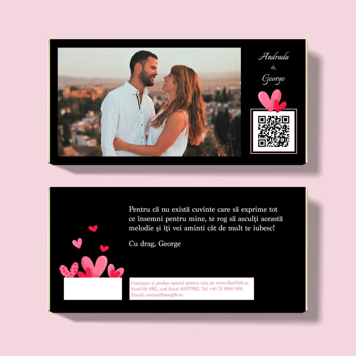 Personalisierte Schokolade mit Foto, Text und QR-Code – Love
