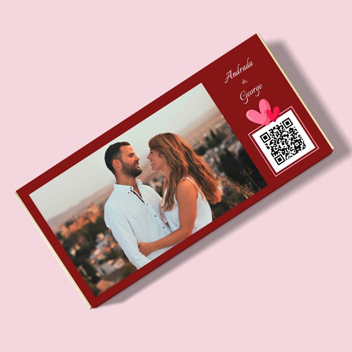 Personalisierte Schokolade mit Foto, Text und QR-Code – Love