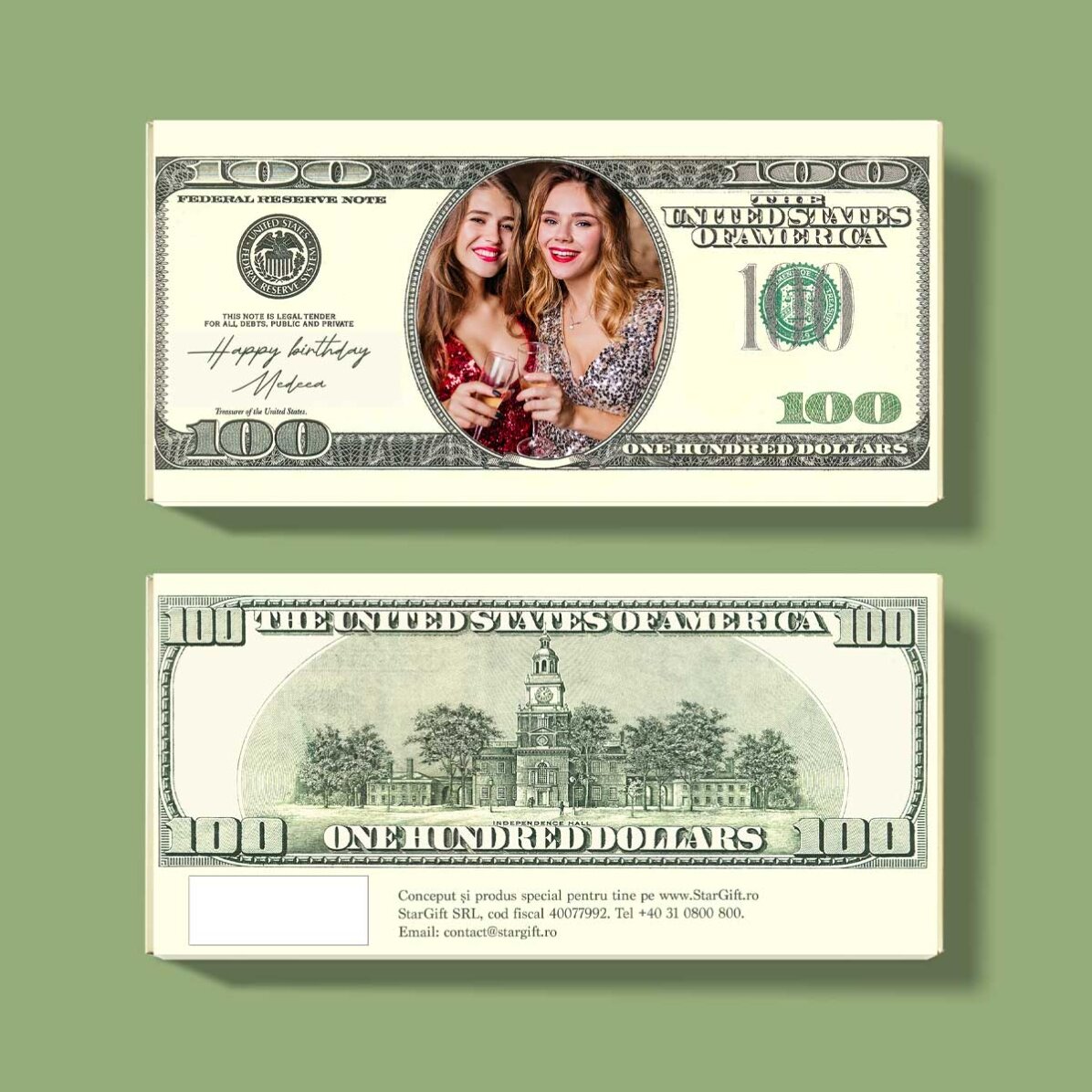 Personalisierte Schokolade mit Foto und Botschaft – Dollar