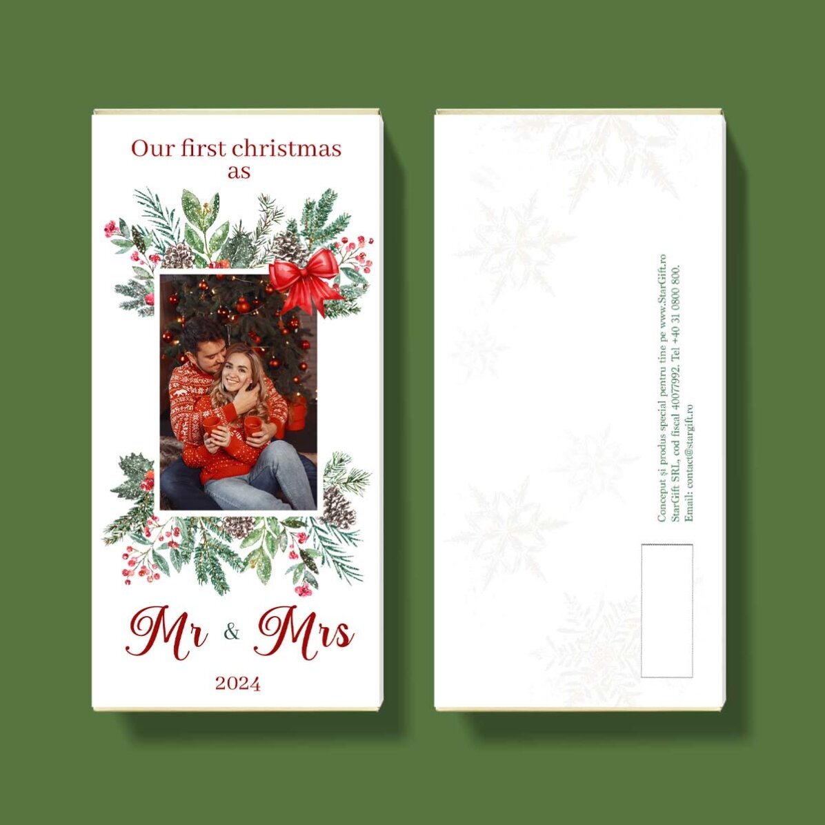 Personalisierte Schokolade mit Foto und Botschaft – Unser erstes Weihnachtsfest