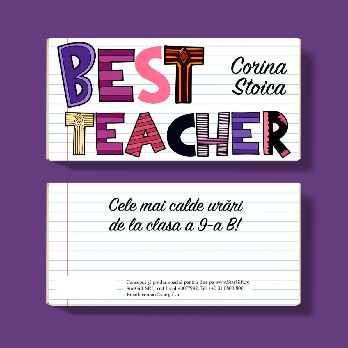 Personalisierte Schokolade mit Schriftzug – „Best teacher“