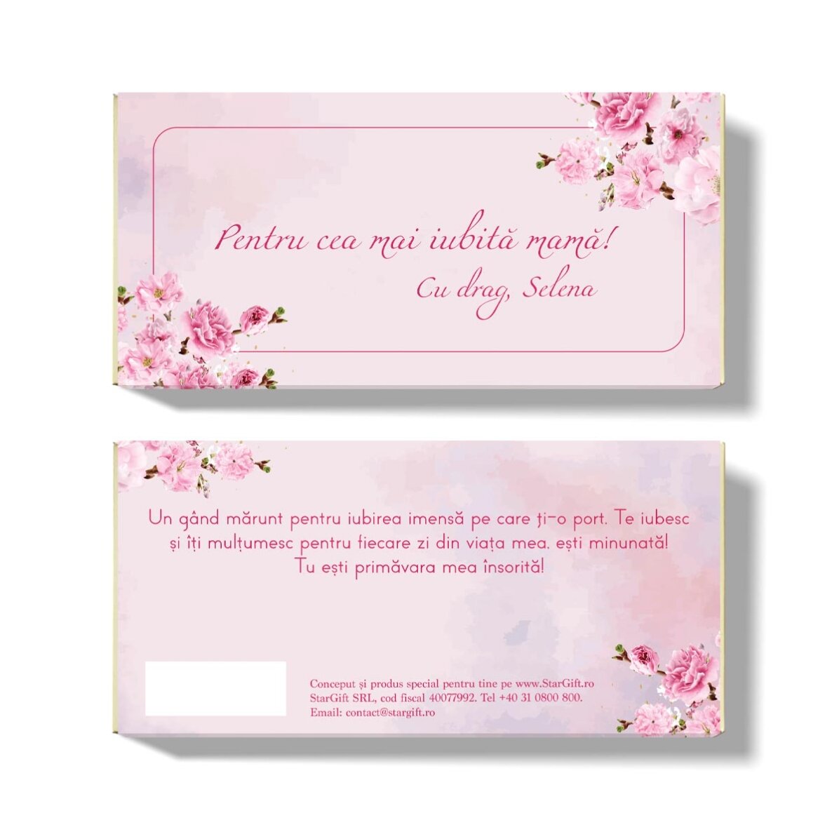 Personalisierte Schokolade mit Schriftzug – Cherry Blossom
