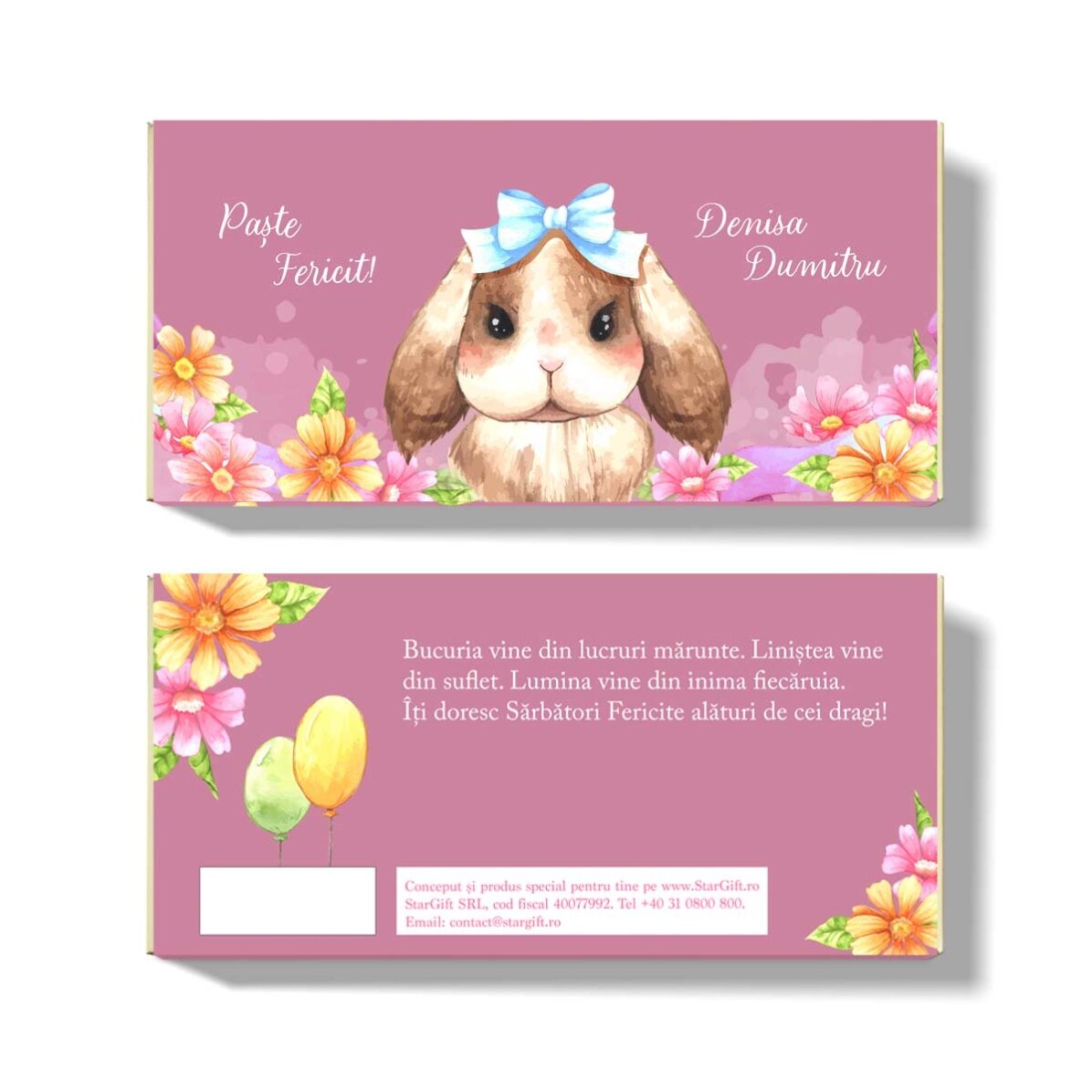 Personalisierte Schokolade mit Text – Cute Bunny