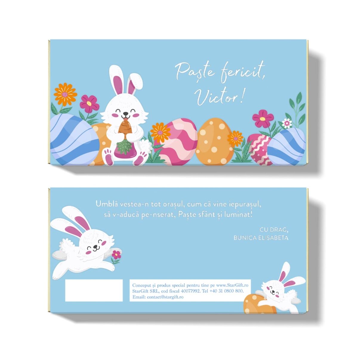 Personalisierte Schokolade mit Schriftzug – Frohe Ostern!