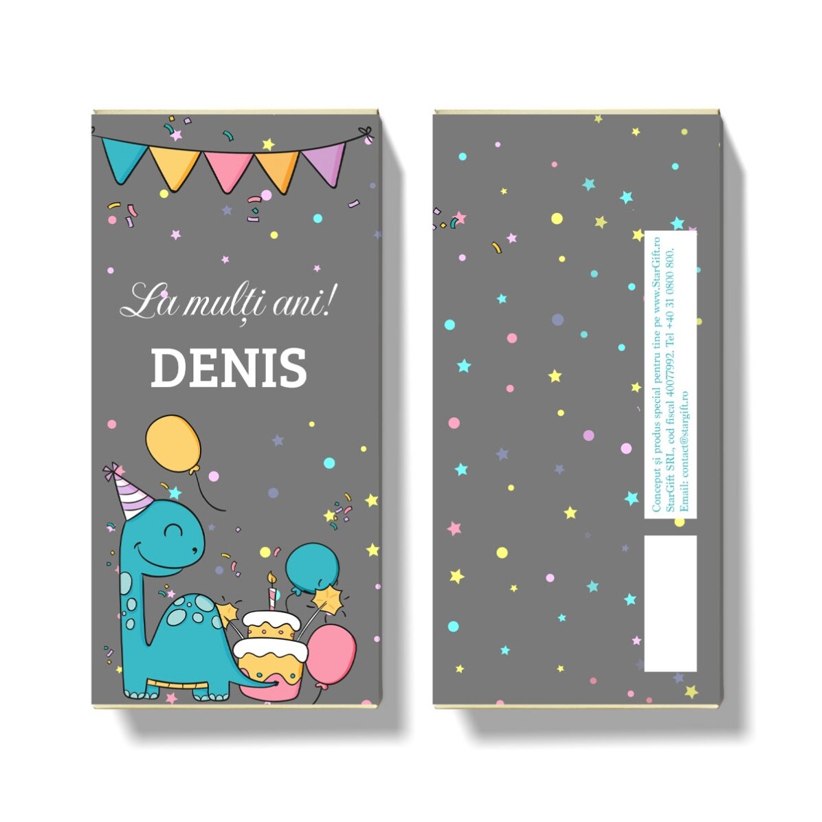 Personalisierte Schokolade mit Aufdruck für Kinder – Happy Dino