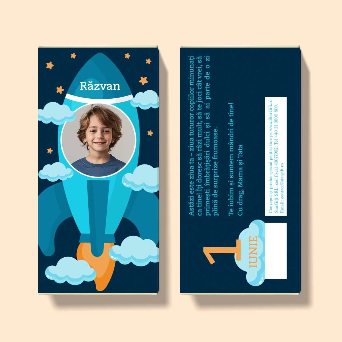 Personalisierte Schokolade mit Text und Foto – Astronaut