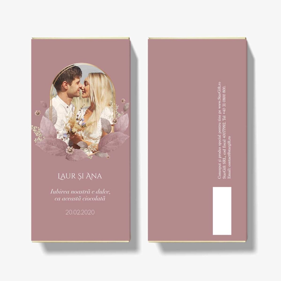 Personalisierte Schokolade mit Text und Foto – Floral