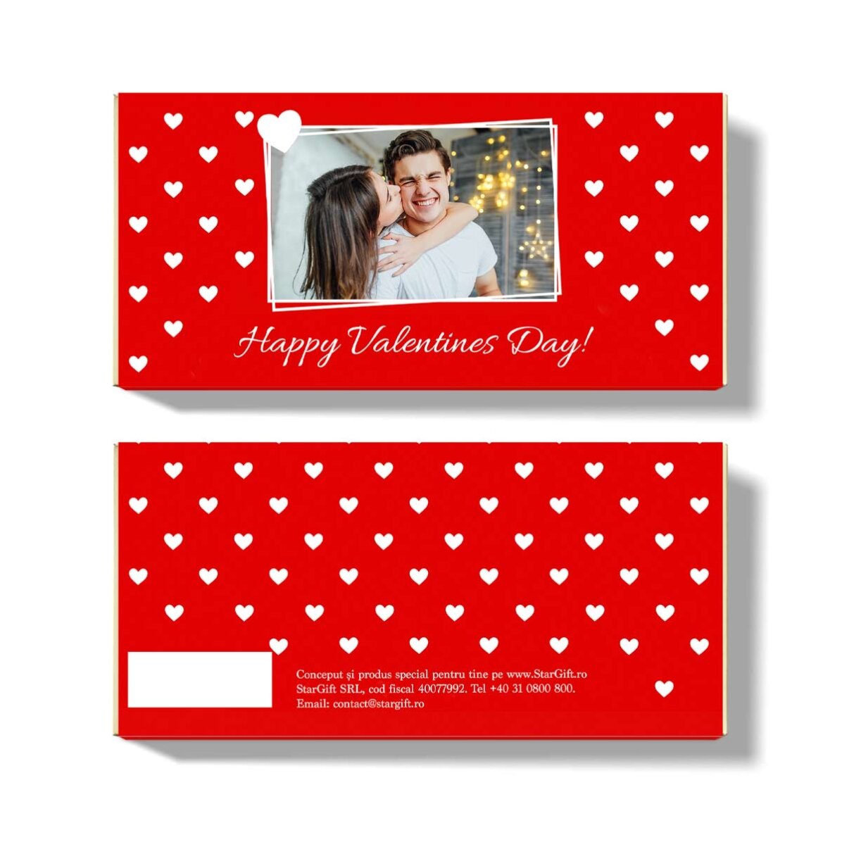 Personalisierte Schokolade mit Text und Foto – Happy Valentine