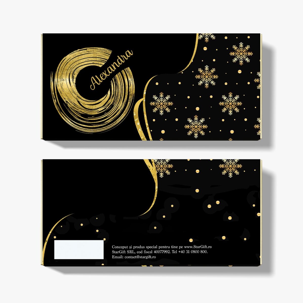 Individuell gestaltete Weihnachtsschokolade – Schneeflocken