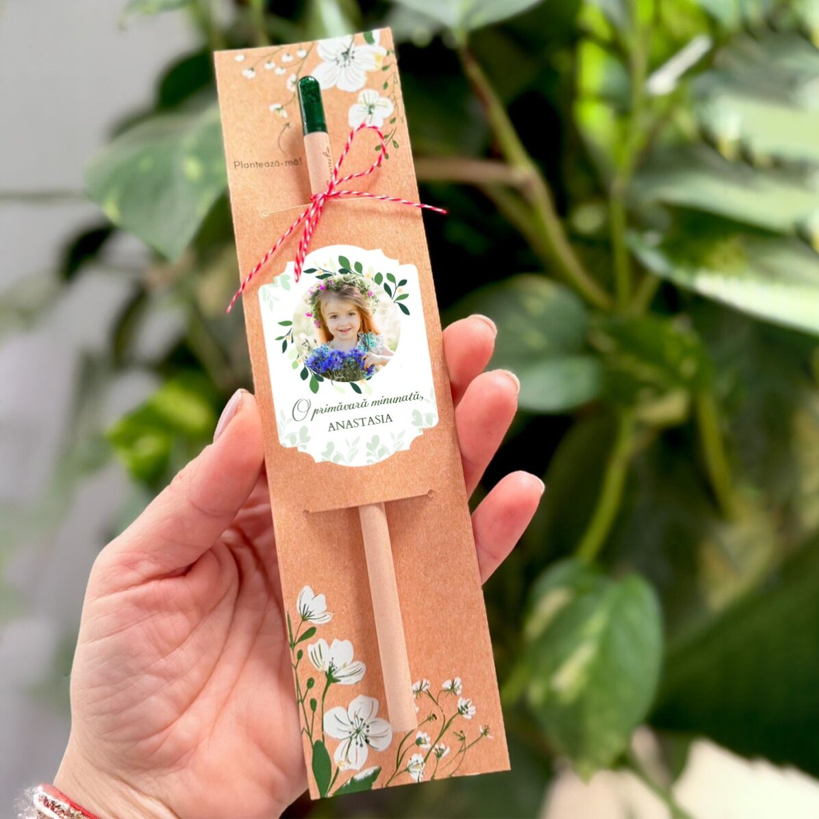 Personalisierter pflanzbarer Bleistift mit Foto und Botschaft – Ein wunderschöner Frühling
