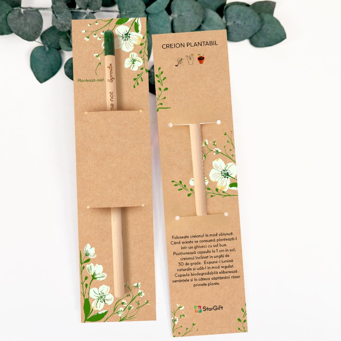 Personalised plantable pencil with photo and message – Christening favour