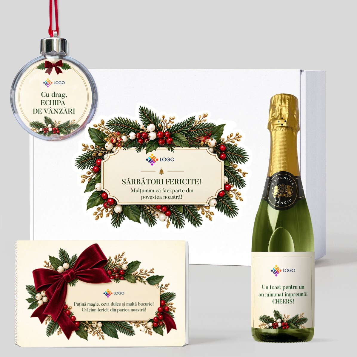 Geschenkbox – „Christmas Time“ mit individuell gestalteten Produkten mit Logo und Botschaft