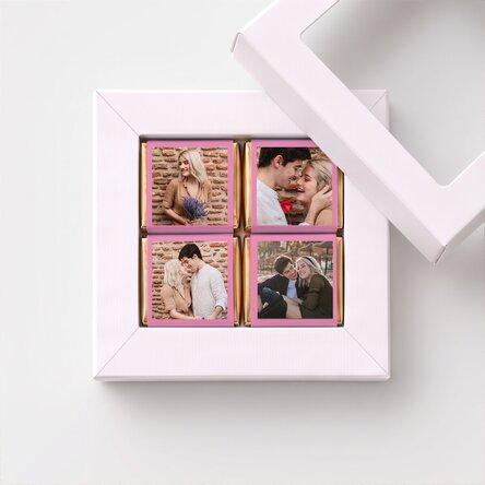 Geschenkbox mit 4 personalisierten Mini-Pralinen mit Fotos