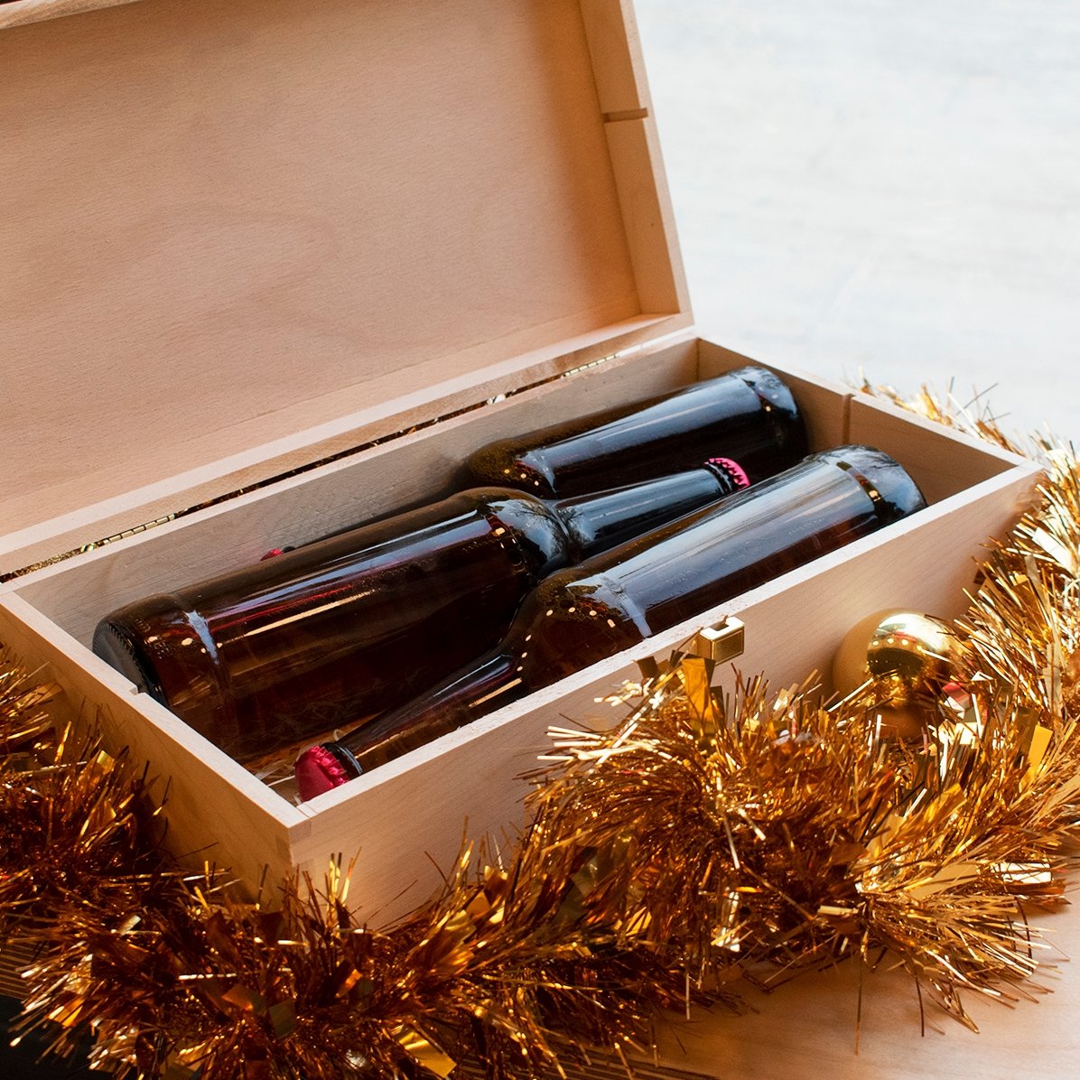 Personalisierte Bierverpackung für drei Flaschen – Weihnachtsmotiv