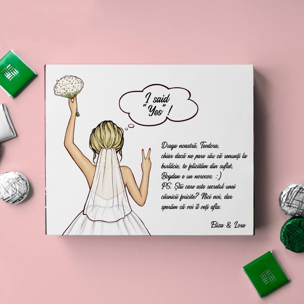 Personalised box of chocolates with message - Bride to be