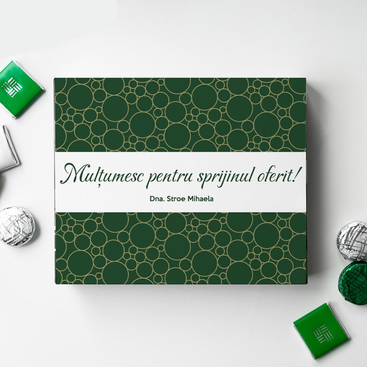 Personalisierte Pralinenschachtel mit Dankesbotschaft – Elegant