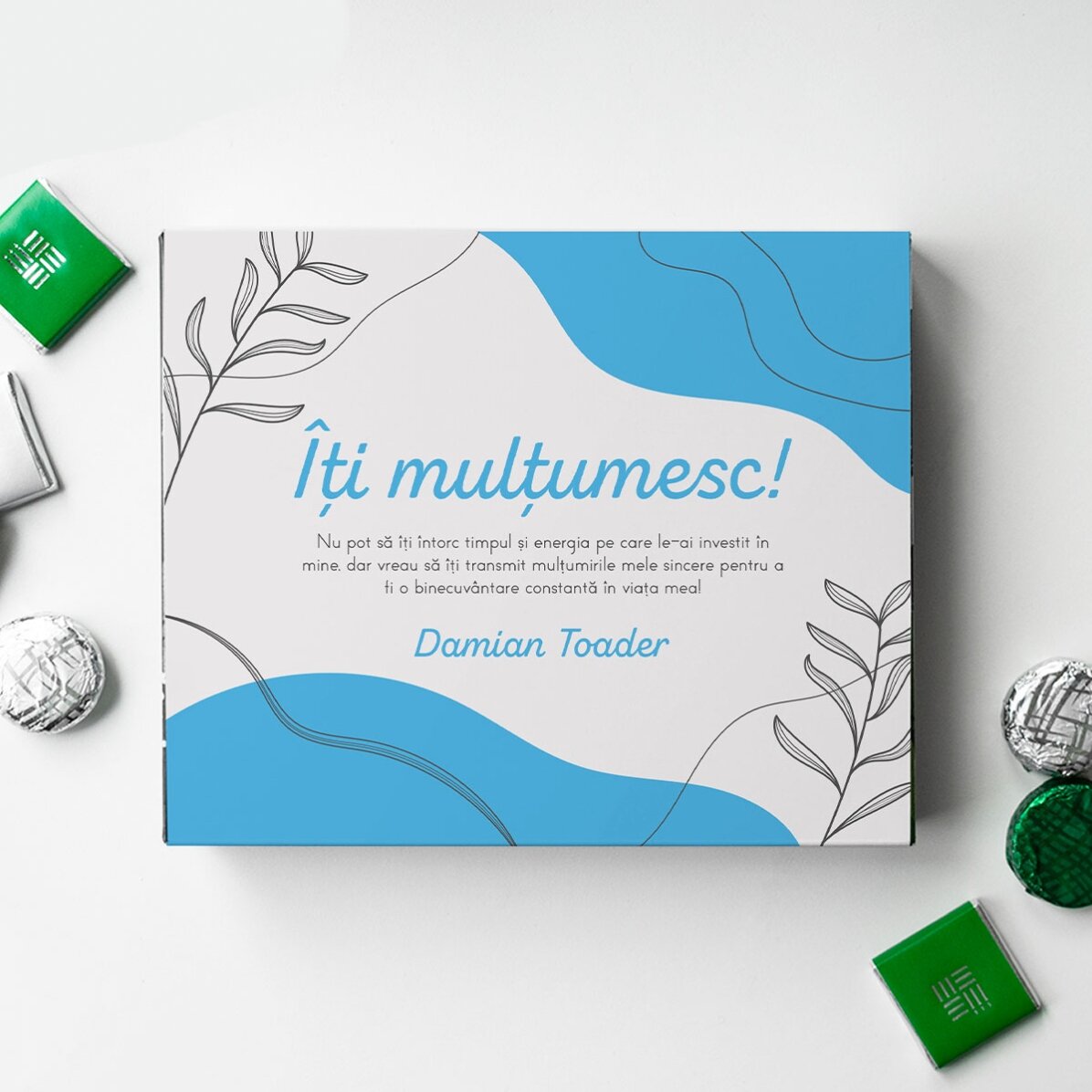 Personalisierte Pralinenschachtel mit Dankesbotschaft – Leaves
