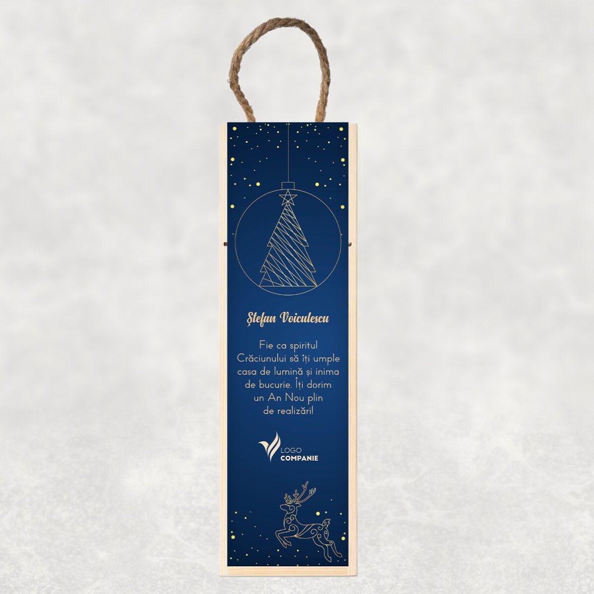 Personalised wine box with logo and message - Gold