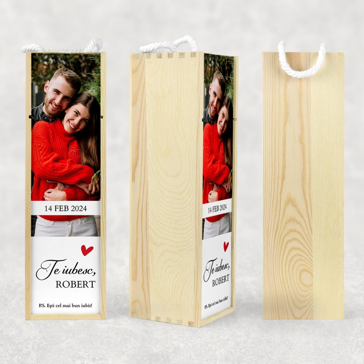 Personalisierte Weinkiste mit Foto und Text – Ich liebe dich