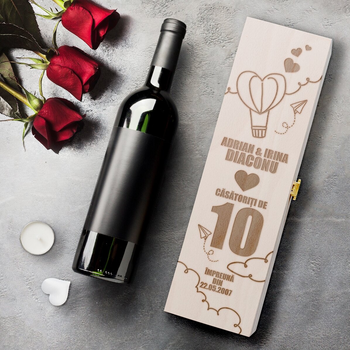 Personalisierte Weinkiste zum Hochzeitstag