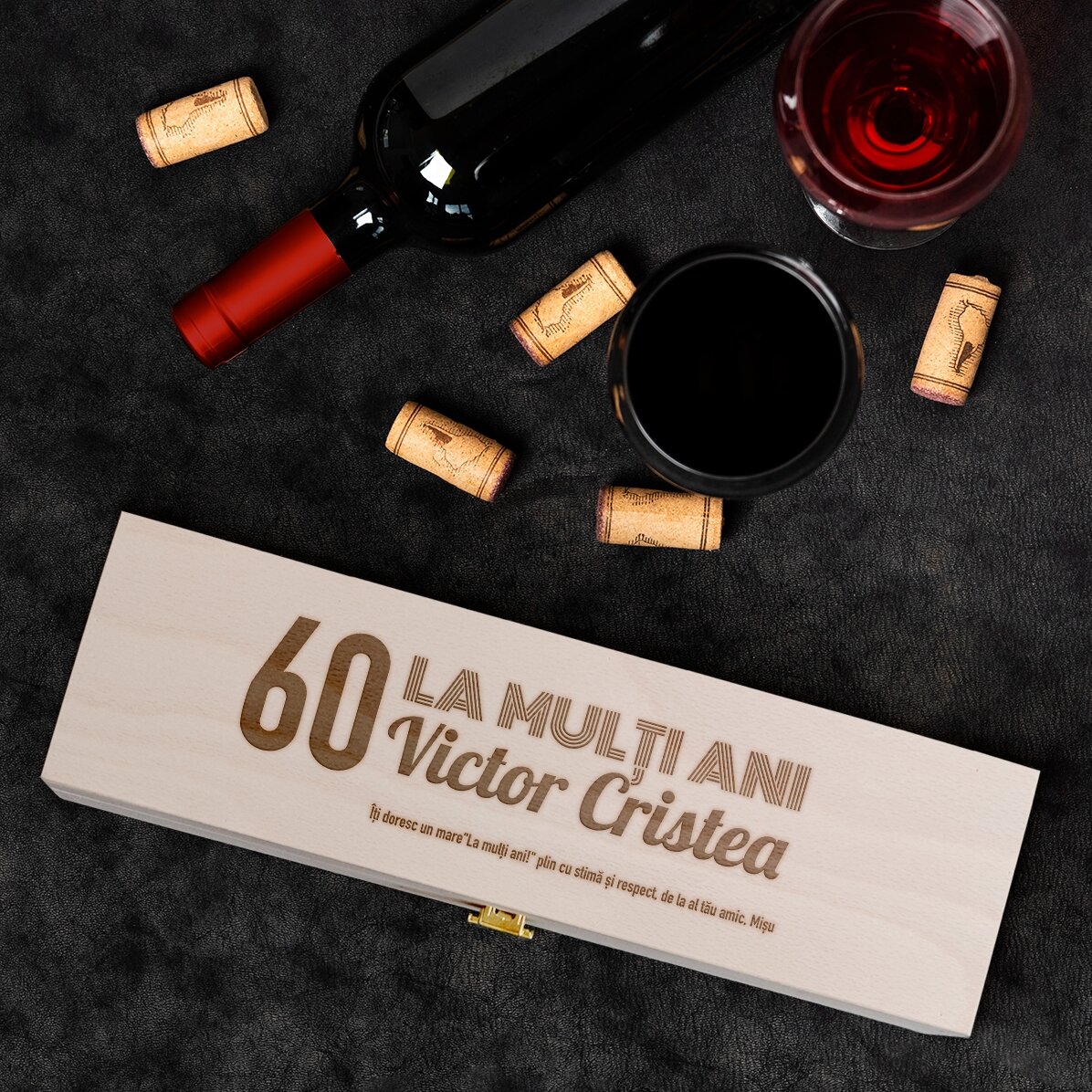 Personalisierte Weinkiste zum Geburtstag mit Grußbotschaft – Herzlichen Glückwunsch zum Geburtstag