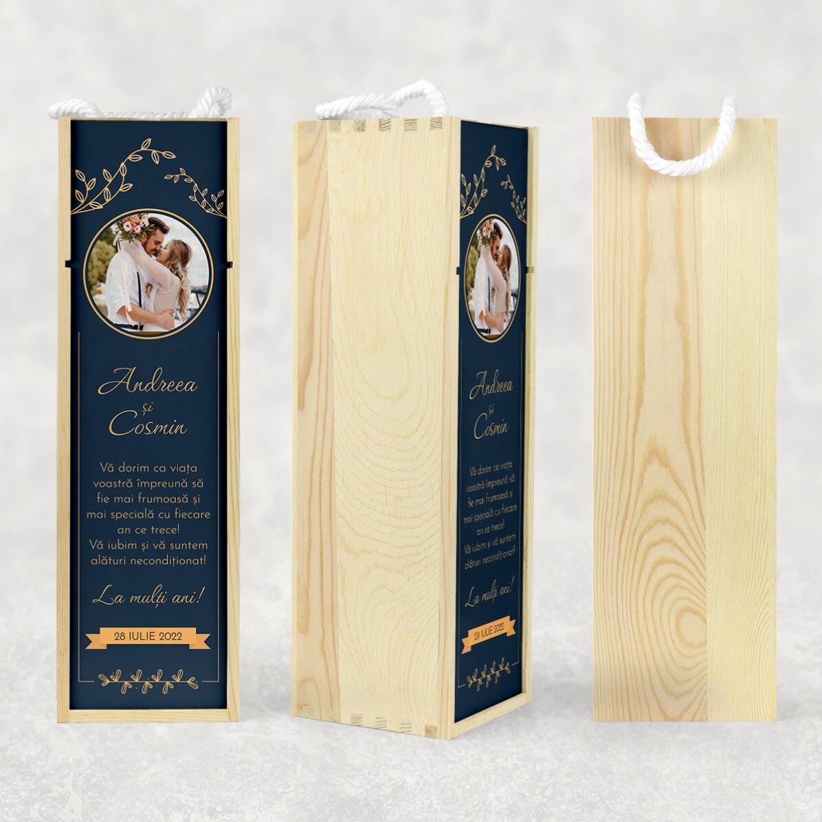 Personalised wine box with photo and text - Anniversary
