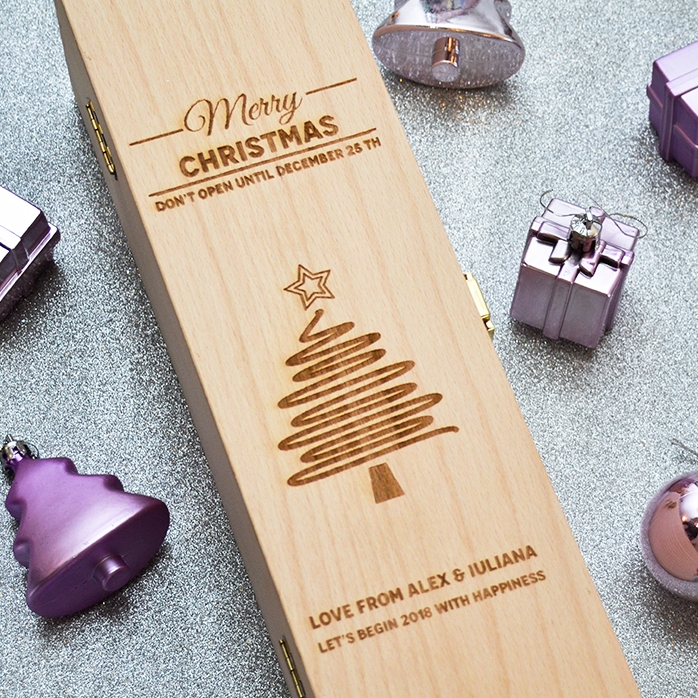 Personalisierte Weinkiste – Star Christmas Tree
