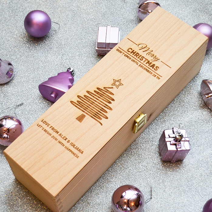 Personalisierte Weinkiste – Star Christmas Tree