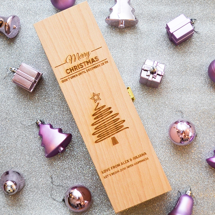 Personalisierte Weinkiste – Star Christmas Tree