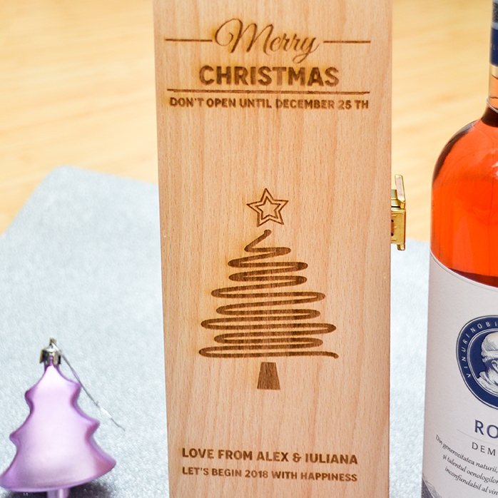 Personalisierte Weinkiste – Star Christmas Tree
